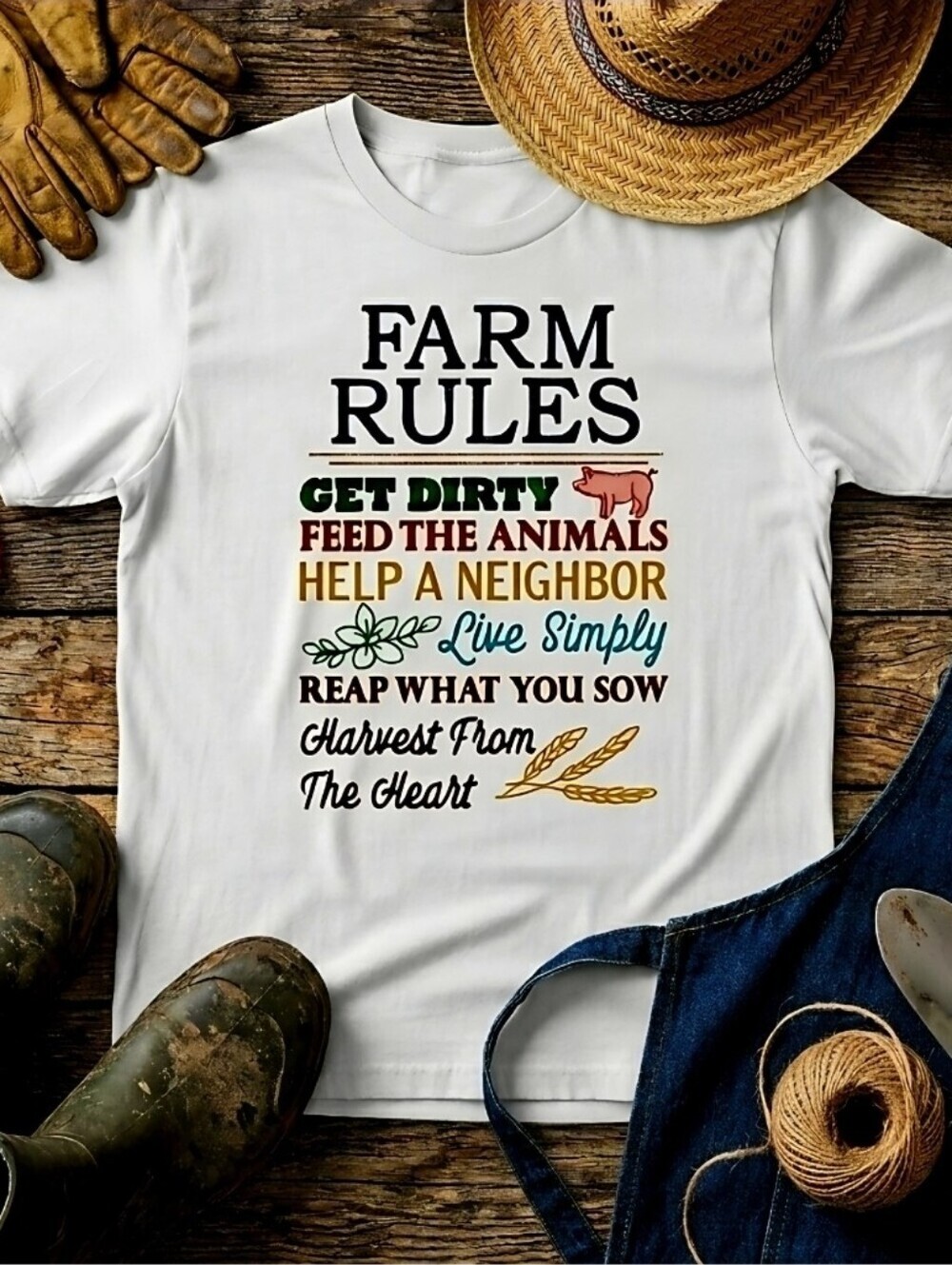 Farm Rules Country Tee • Homestead Life Shirt • Rustic Farmhouse Graphic